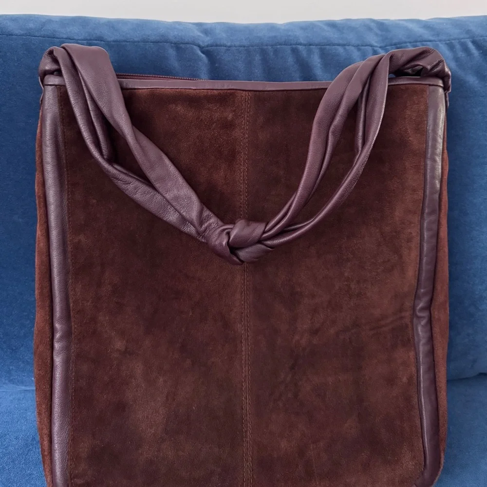 Rare Pierre Balmain Vintage Dark Chocolate Brown suede Hobo Bag‎